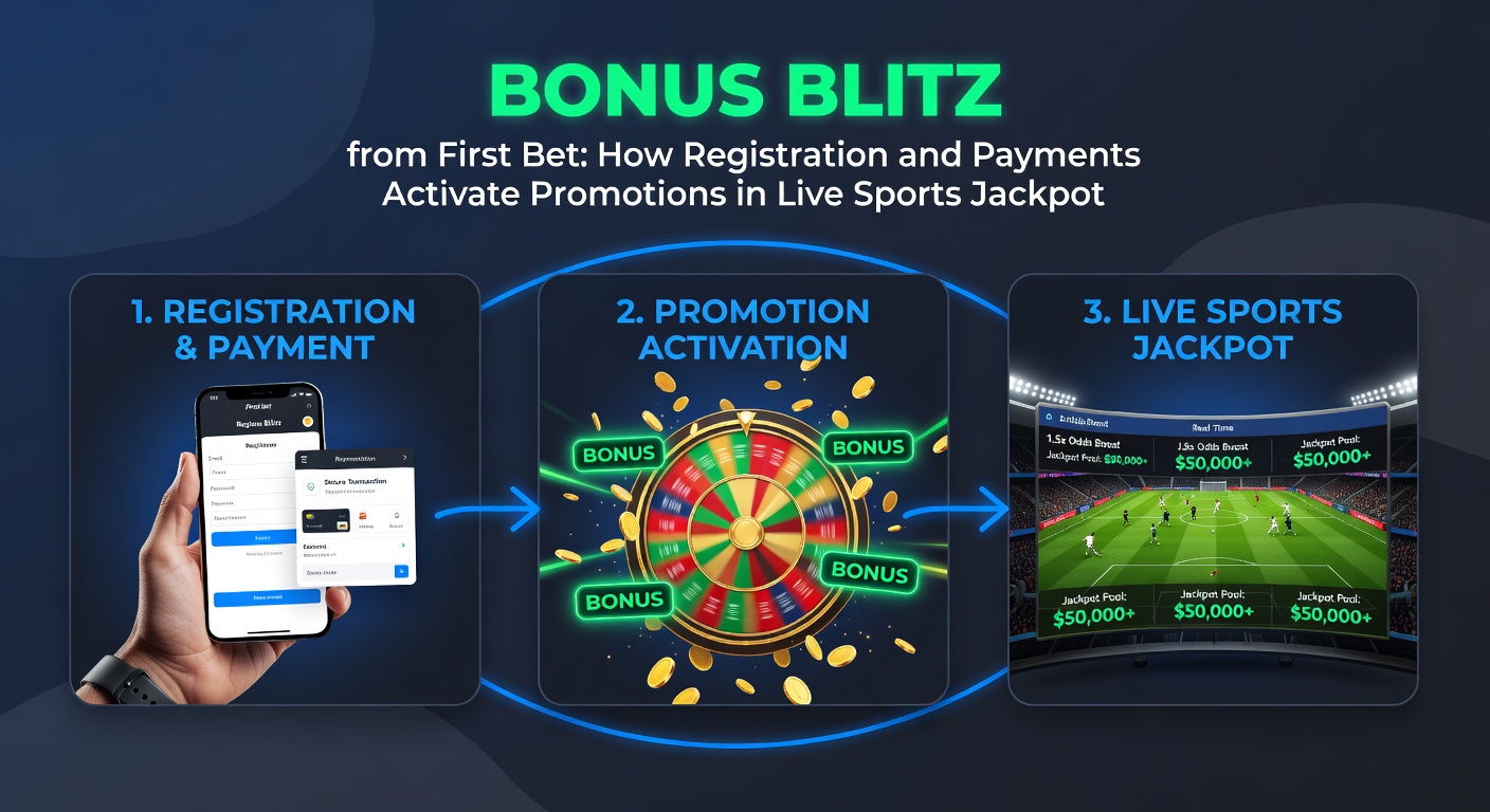 Dynamische weergave van een Bonus Blitz live sportjackpot met actieve promoties, eerste stortingsscherm en exploderende slotwinsten tijdens een voetbalwedstrijd