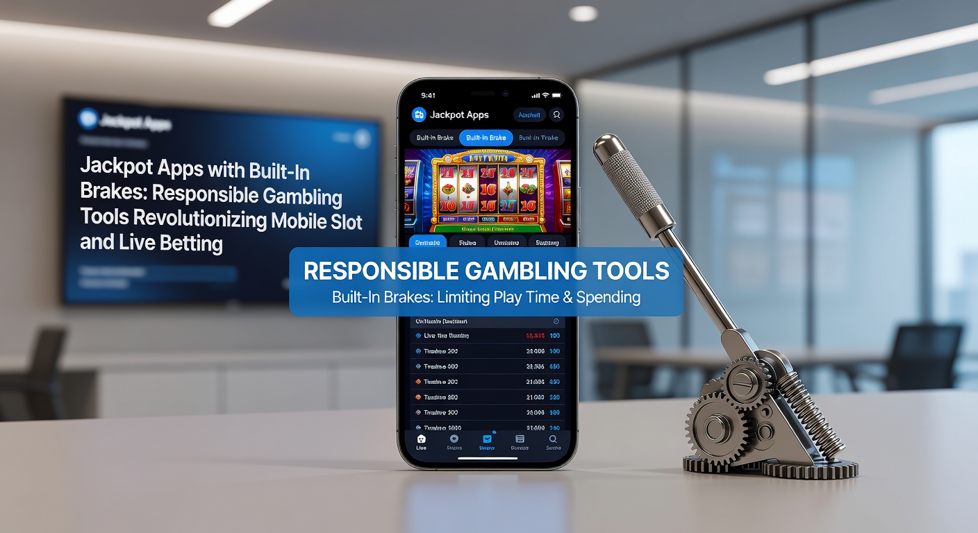 Schermafbeelding van een mobiele jackpot-app met responsible gambling tools zoals limieten en waarschuwingen zichtbaar