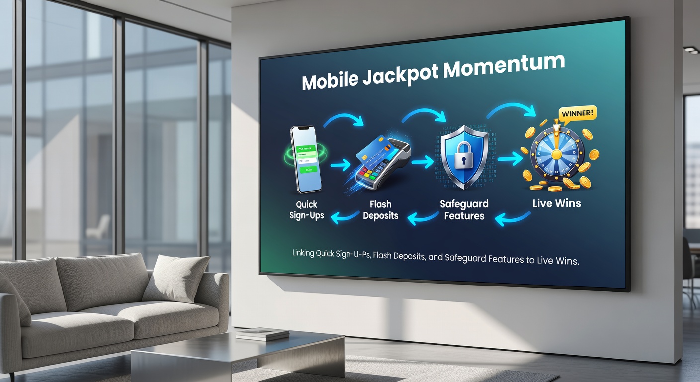 Grafiek met stijgende lijnen van mobiele stortingen en jackpotwinsten, naast icons van slots, sportballen en loterijbiljetten