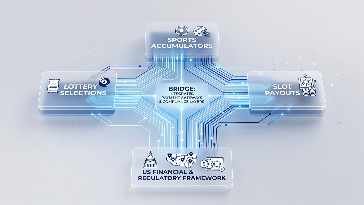 Diagram van betaalstromen tussen loterij, sportaccumulators en slots